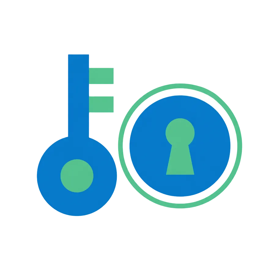 Key and keyhole illustration representing access controls