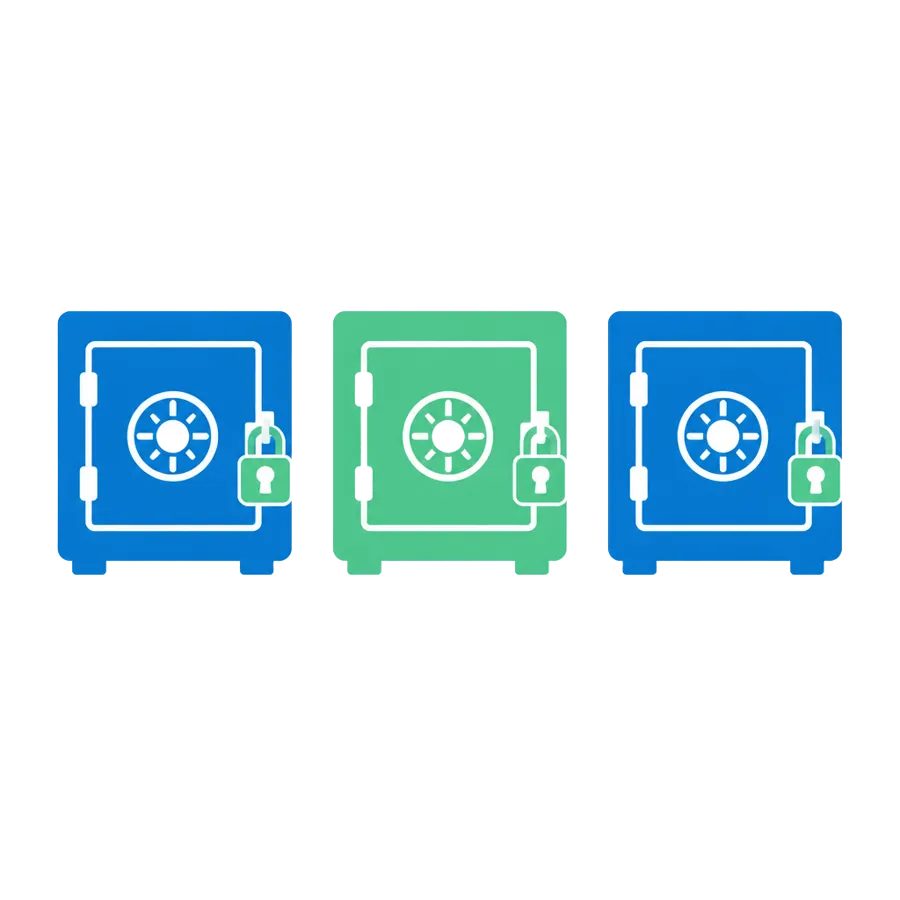 Three sealed vaults illustration representing tenant isolation