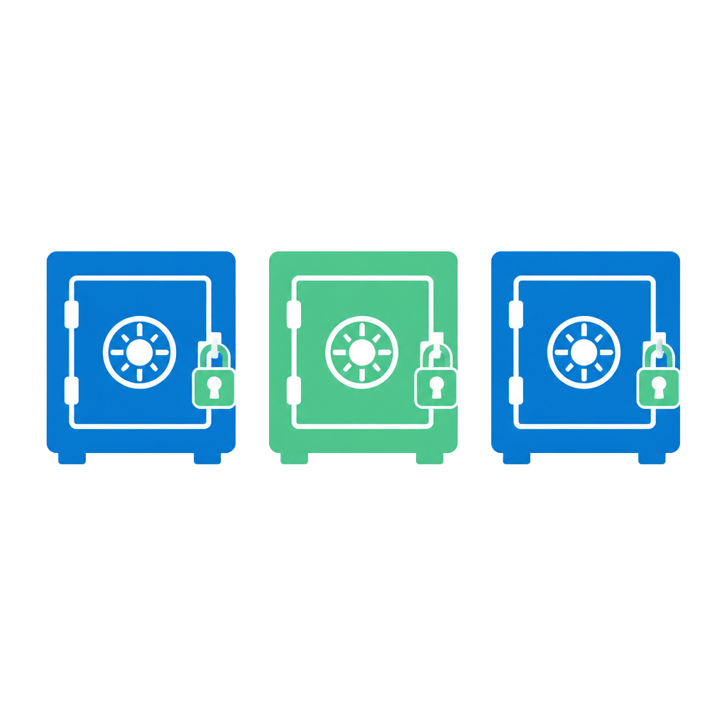 Three sealed vaults illustration representing tenant isolation